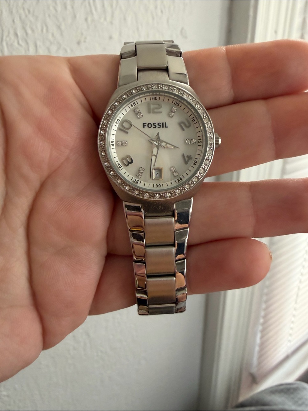 Fossil Silver-tone Stainless Steel Crystal Bezel Women's Watch